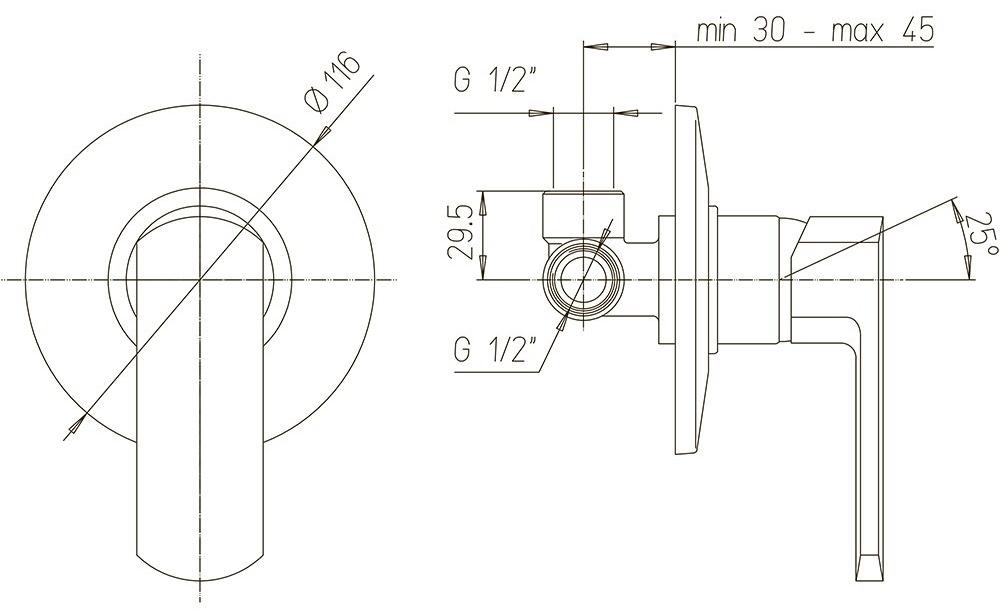 Paini Ovo 86CR690KM смеситель встраиваемый для душа - Вид №3