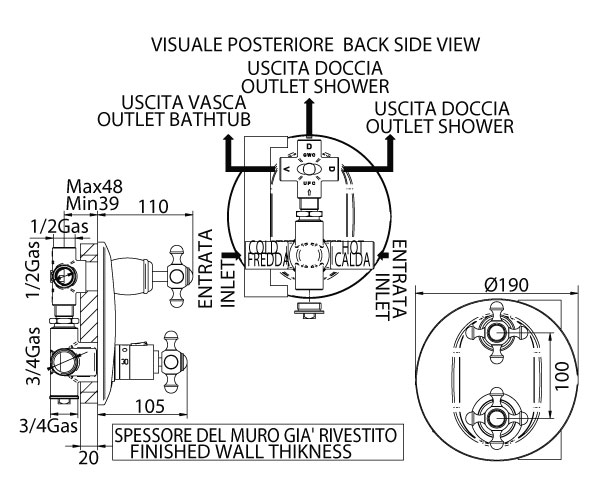 8248200006D Смеситель термостатический Bandini Antico Santreyd - Вид №1