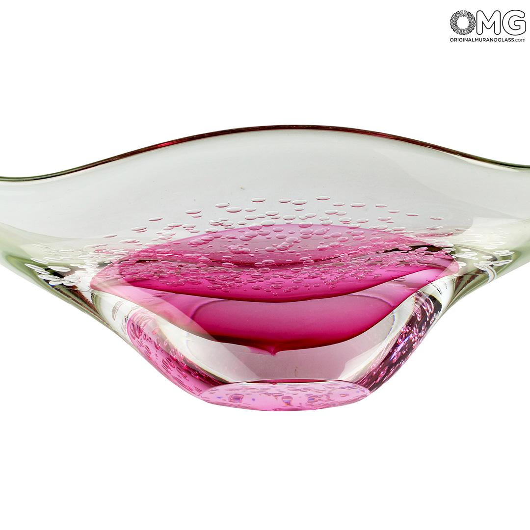 4520 ORIGINALMURANOGLASS Ваза- чаша Пузырьки - сиреневая - соммерсо - муранское стекло OMG 21 см  - Вид №1