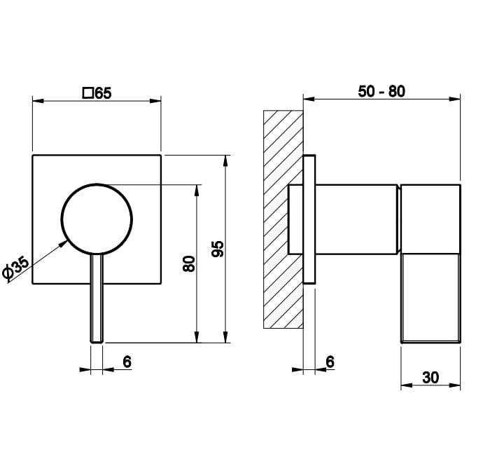 Настенный пульт дистанционного управления из хромированной латуни Gessi реверс ARCH-00054767 - Вид №1