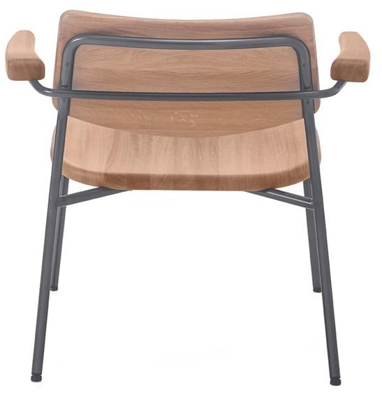 BassamFellows Штабелируемое кресло из нержавеющей стали и дерева с подлокотниками Pipe Cb-585 - Вид №4