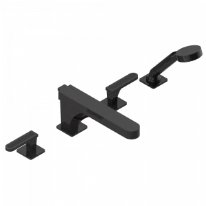 A6P-112BSG Смеситель для ванны набортный на 4 отв. с изливом СУПЕР ГОЛИАФ Thg-paris Profil с рукоятками с чёрным ониксом Покрытие PVD бронза