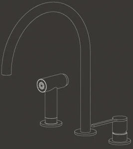 Ceadesign Смеситель для кухни на 3 отверстия из нержавеющей стали с вытяжным душем Innovo Inv 82