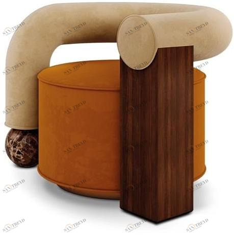 Malabar Кресло из бархата, дерева и мрамора sun-id-1470185