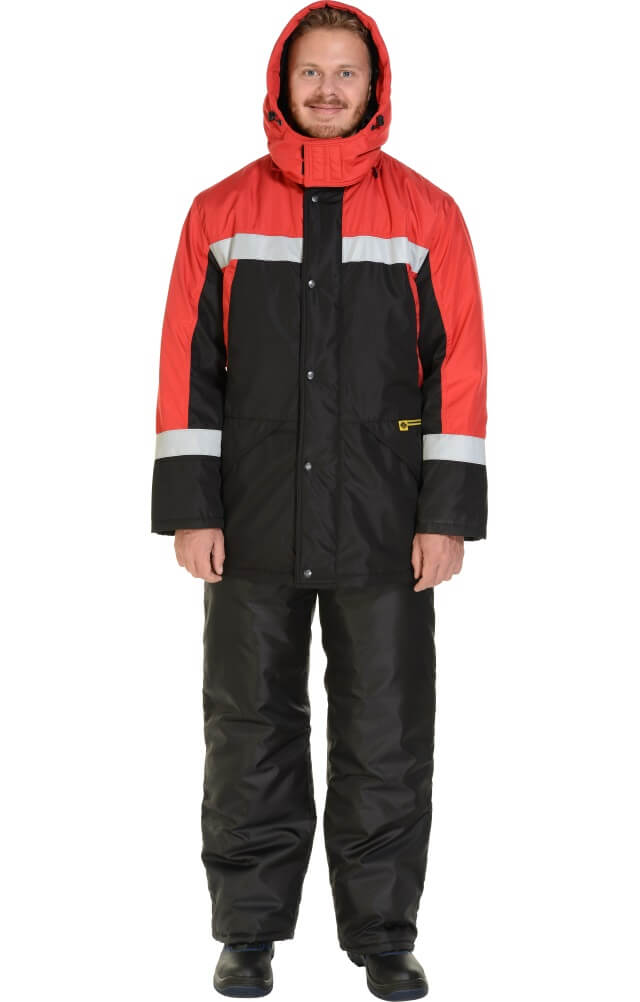 64516 Куртка "Марс" зимняя черно-красная с СВП  Зимняя спецодежда  размер 60-62/170-176  - Вид №9