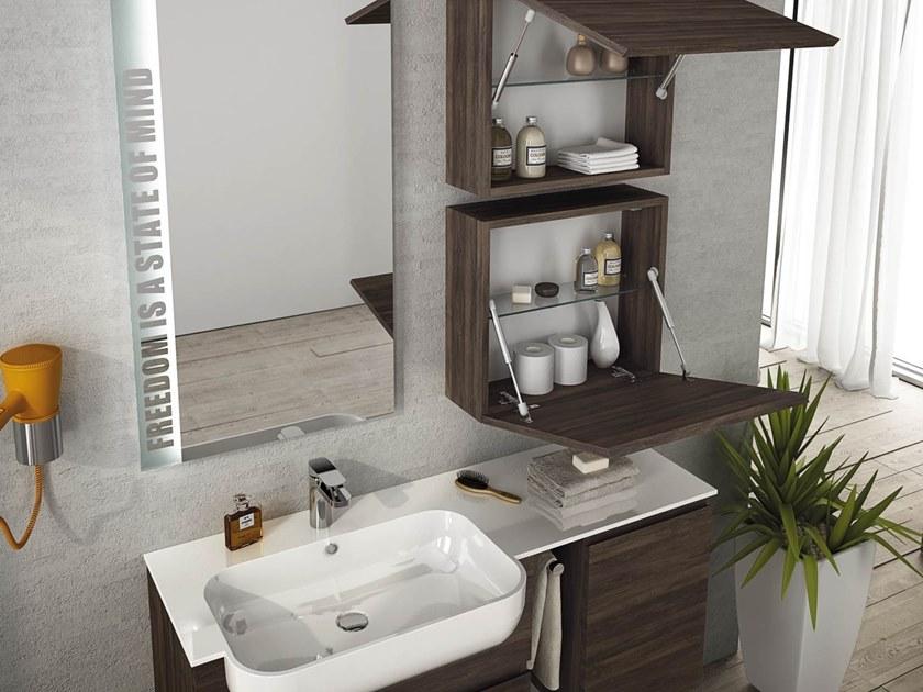 LEGNOBAGNO Мебель для умывальника одинарная подвесная из hpl с дверцами Freedom lineare sun-id-1481109 - Вид №1