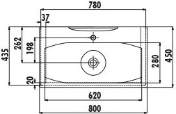 LN180-00CB00E-0000 Раковина LN180 мебельная (45*80см) Creavit  - Вид №1