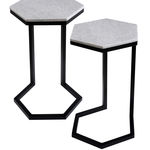 FUBR043 Шестиугольный приставной столик с мраморной столешницей ijlbrown  - Вид №7