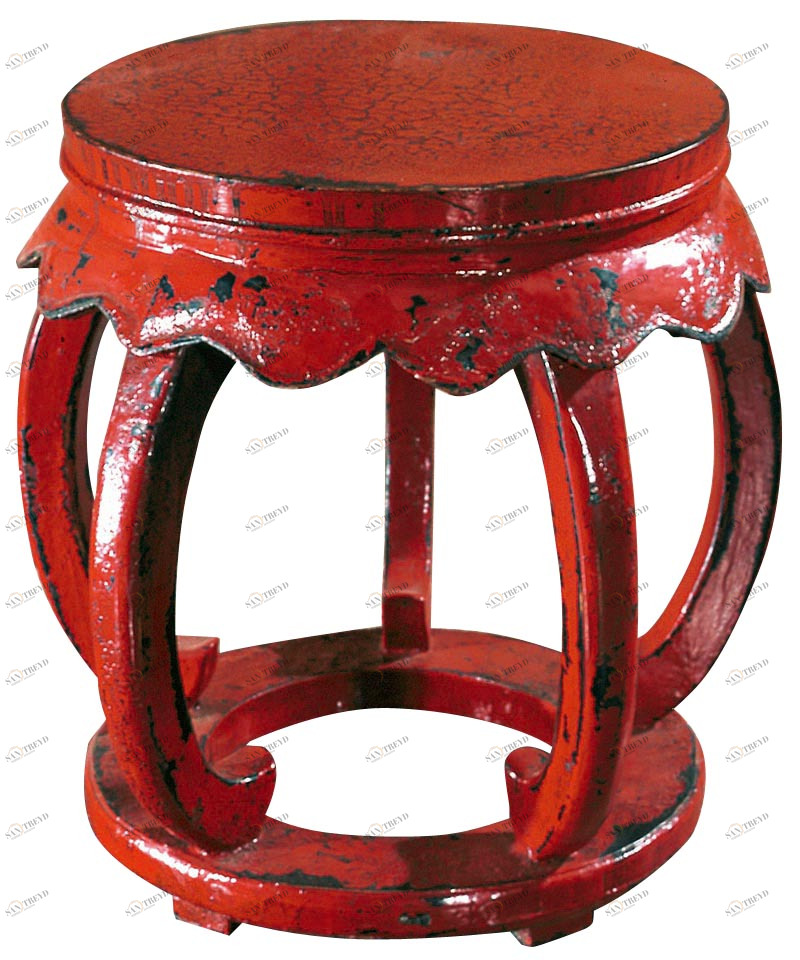 Табурет Юаньдэн Красный Кракелюр ДОМАШНЯЯ ОБСТАНОВКА CHINA 017399 Красный Santreyd 