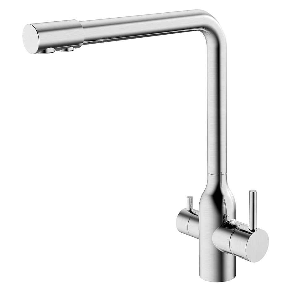 Смеситель д/кухни MELANA-610304 Stello нерж.сталь, с переключателем на фильтр, однорычажный, сатин - Вид №1