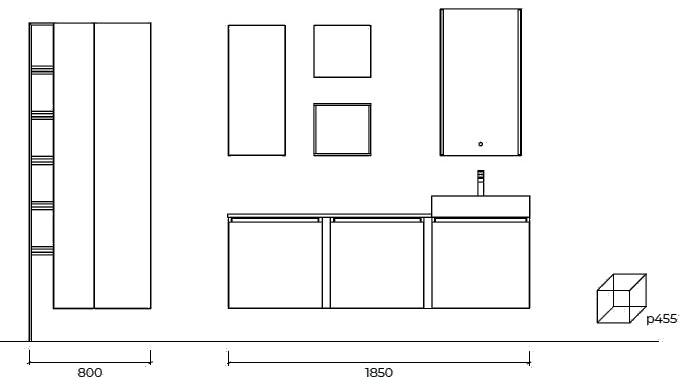 Cerasa Подвесная тумба под умывальник из меламина со шкафом Segno sun-id-1387971 - Вид №5