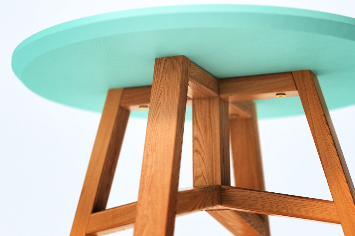 Приставной столик круглый натуральный дуб, мятный 55 см Mack THE IDEA  210072 Коричневый  - Вид №1