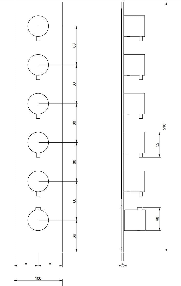 Металлический смеситель для душа с 6 отверстиями с пластиной Gessi Мелы316 ARCH-00073530 - Вид №1