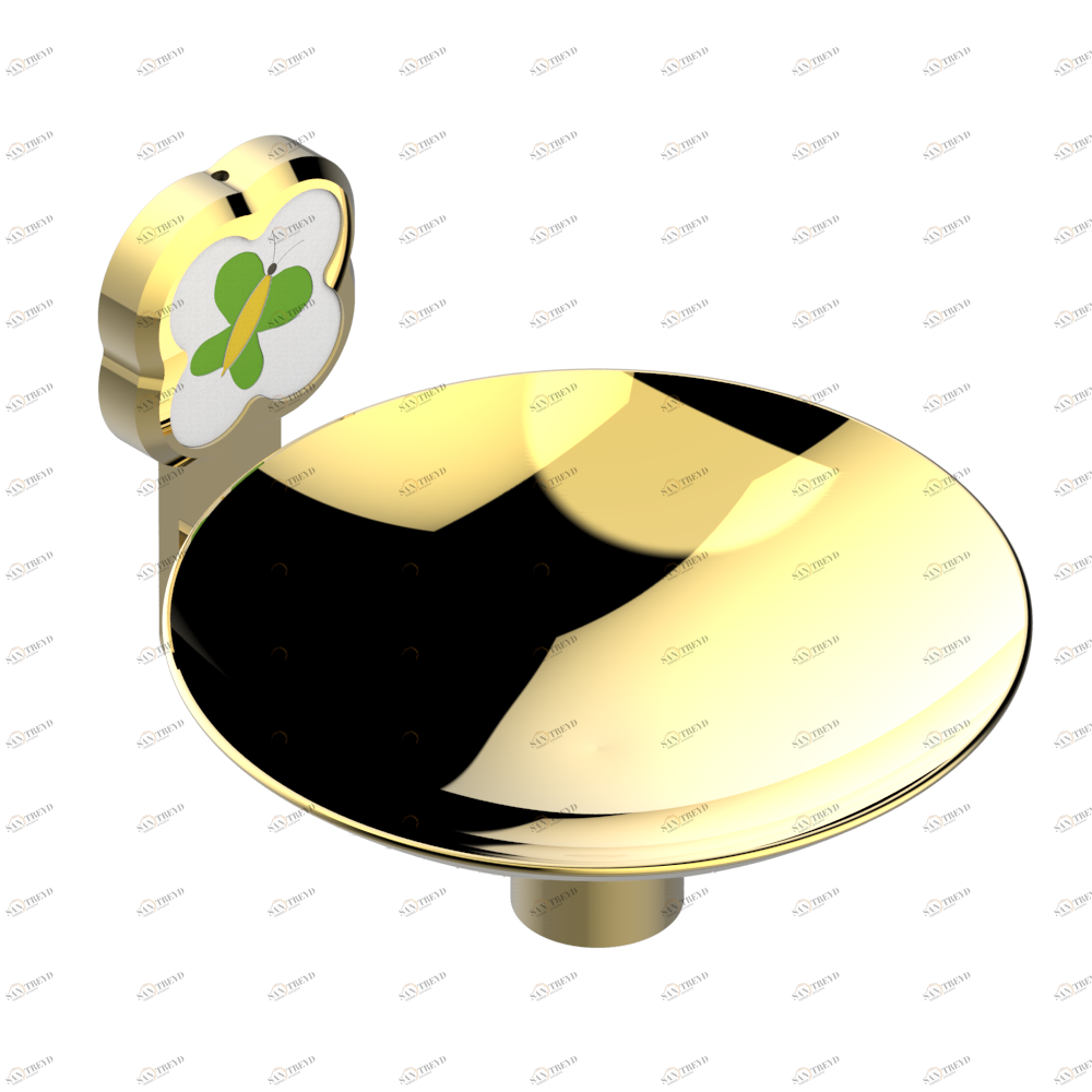 A7E-546GM Мыльница настенная, диаметр : 150 мм Thg-paris Capucine зелёный с платиновым декором Золото A7E-546GM CAT.F