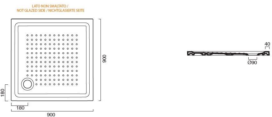 CERAMICA CATALANO Квадратный нескользящий керамический душевой поддон H 4.5 sun-id-1422020 - Вид №3
