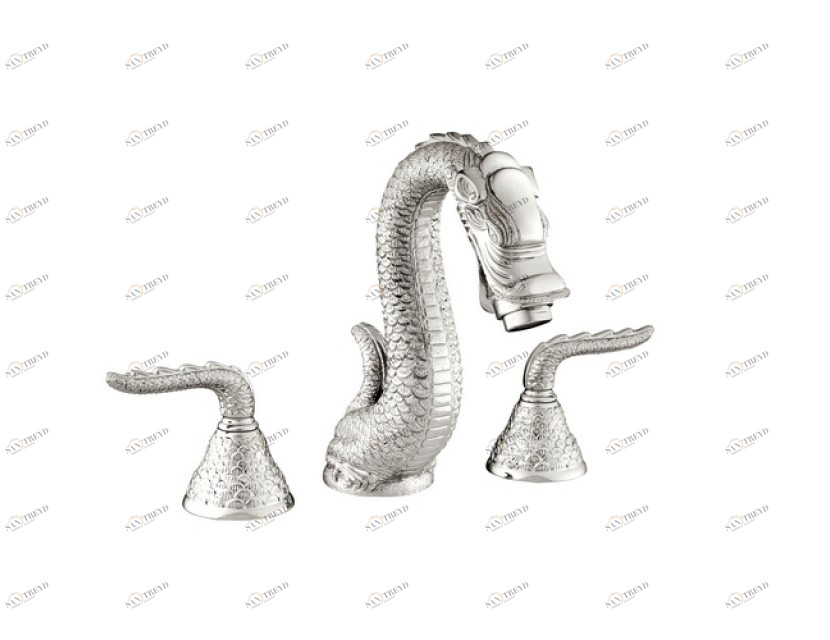 059001.000.62 Набор для раковины с тремя отверстиями Сатин никель Mestre Dragon