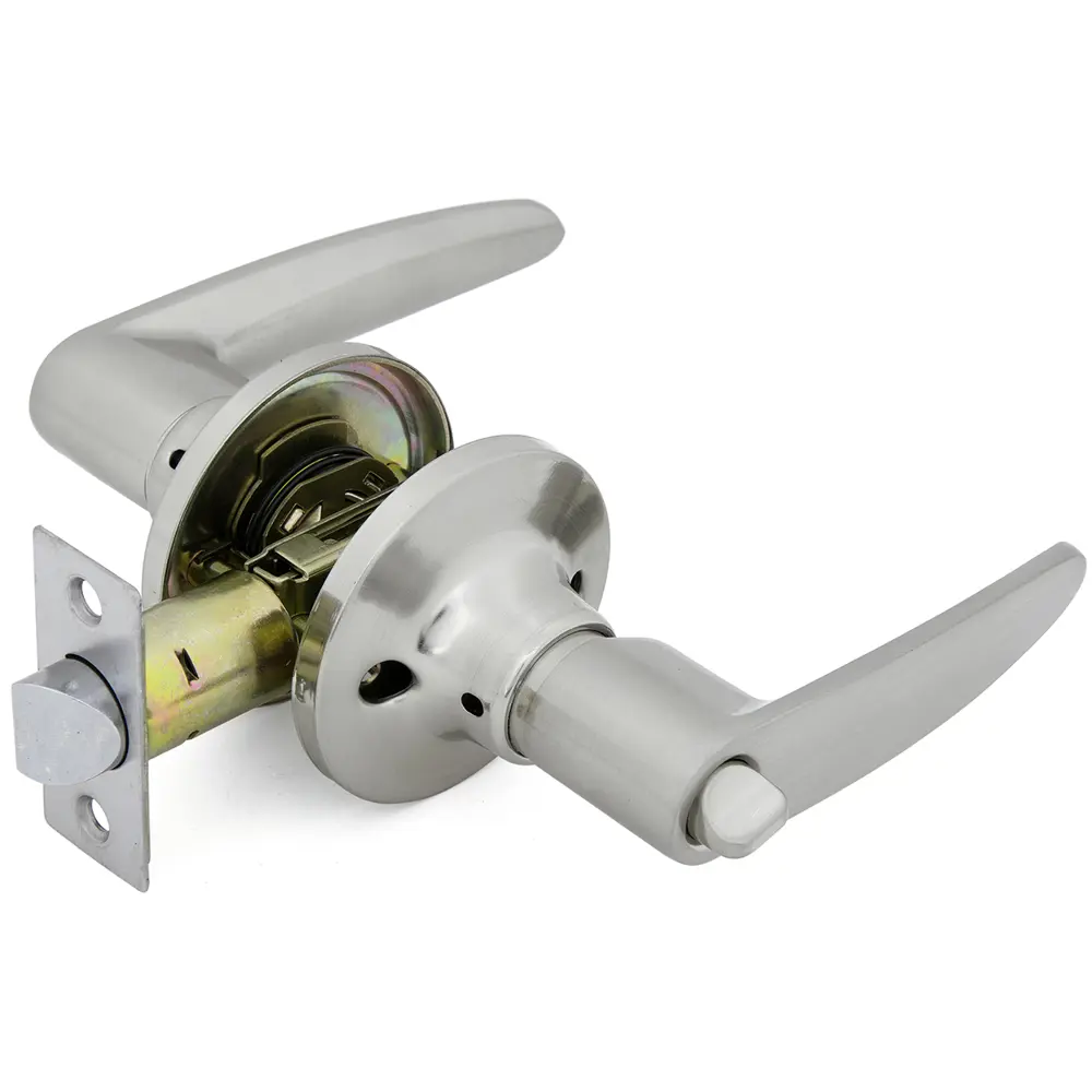 Ручка-защёлка 3502 SN BK, с фиксатором, цвет никель ФАБРИКА ЗАМКОВ STLM-2128292