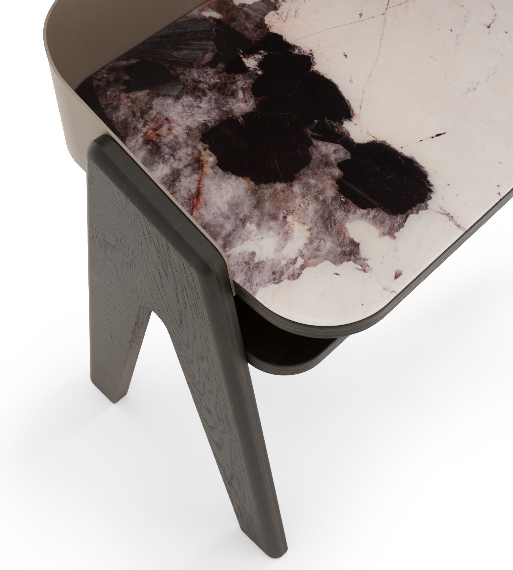 Деревянная прикроватная тумбочка со стеклянной столешницей с эффектом мрамора Morica Design BAVERO ARCH-00151231 - Вид №14