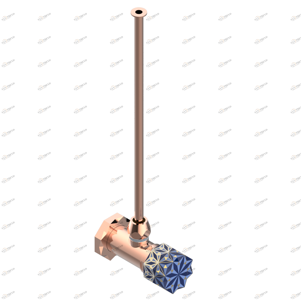 U2L-181/S Кран запорный 1/2" стильный регулируемый с 30 cм трубкой Thg-paris Nihal porcelaine bleue Розовое золото U2L-181/S CAT.F