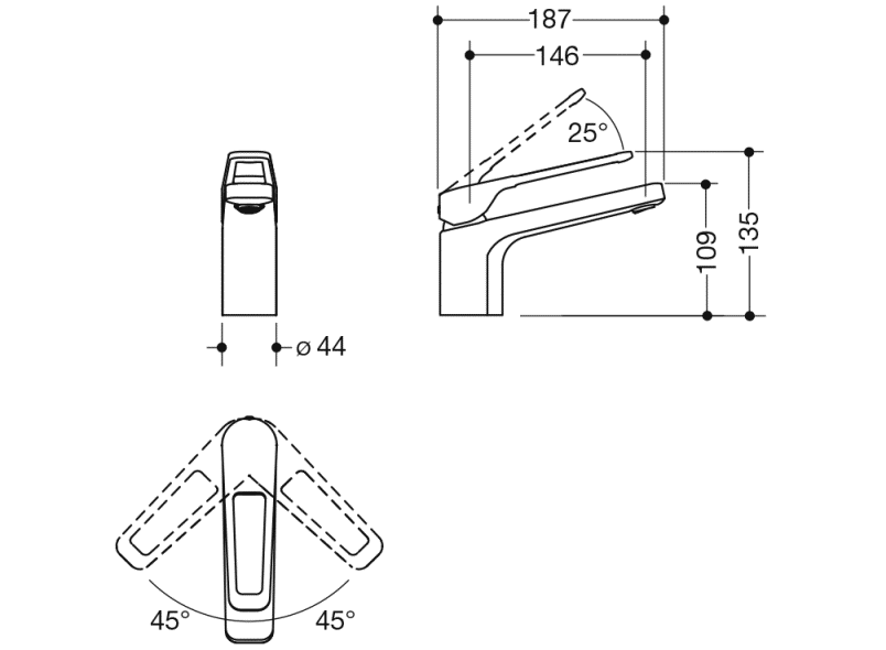 AQ1.12M10340 Однорычажный смеситель для раковины HEWI System-Armaturen  - Вид №4