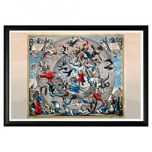550016821_1818 Арт-постер «Андреас Целлариус: Карта созвездий северного полушария (1660)» Object Desire