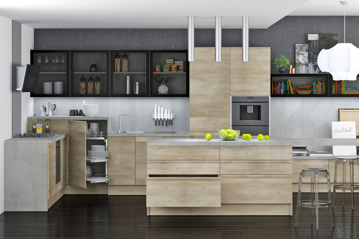 Ручки для кухонной мебели  Фрезеровка «Модерн горизонталь RF10» Дуб шале №518 SIDAK SIST3335-7437 - Вид №1