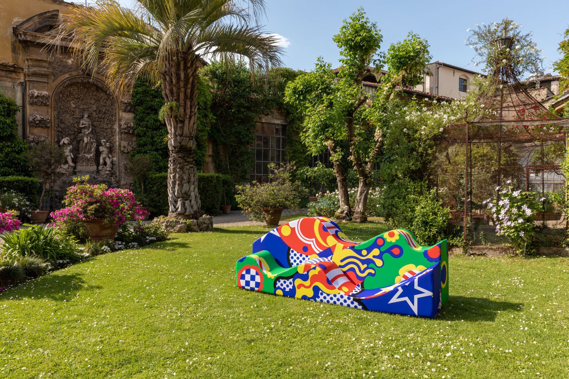 Многоцветная ткань из полиамида и спандекса Poltronova бабочка, луг и небо ARCH-00141444 - Вид №7