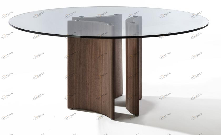 Porada Круглый хрустальный стол и подставка из ореха каналетта Twenty sun-id-1361441