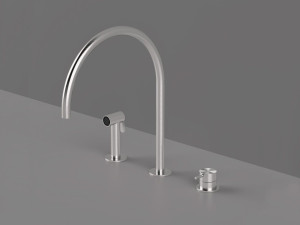 Смеситель для кухни с 3 отверстиями из нержавеющей стали со съемным ручным душем