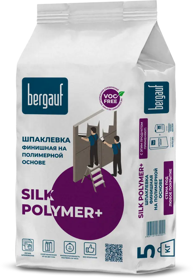 84721556 Шпатлёвка полимерная финишная для сухих помещений Bergauf Silk Polymer 5 кг STLM-0054035