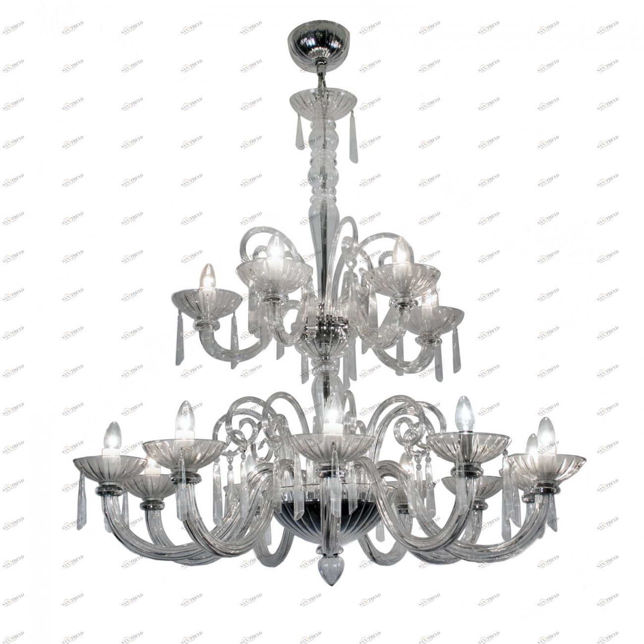 Люстра Clear Glass прозрачная 5781 PUSHA ДИЗАЙНЕРСКИЕ, PUSHA, ДВУХЪЯРУСНЫЕ 061492 Прозрачный 