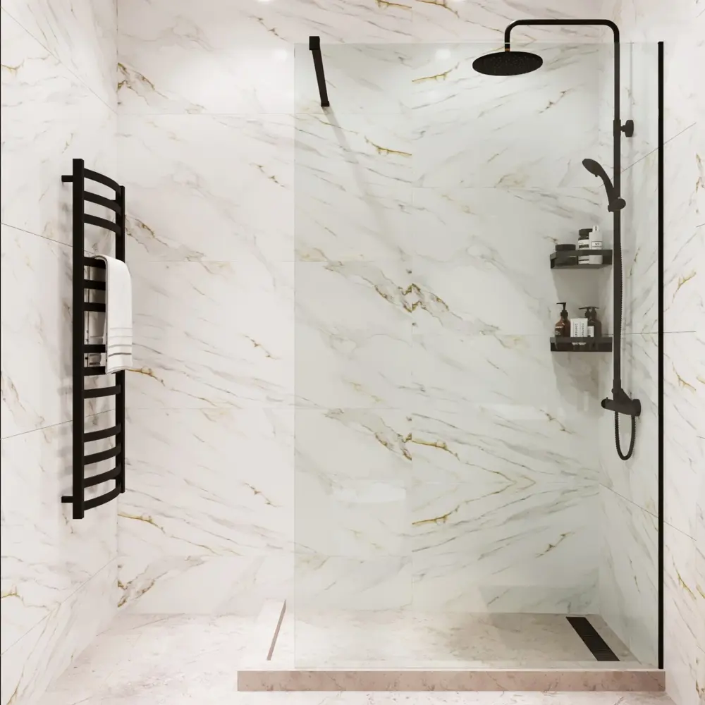 Душевая перегородка Mebelvann с черным профилем и прозрачным стеклом 80×200 см 89372150 STLM-0985127 - Вид №4