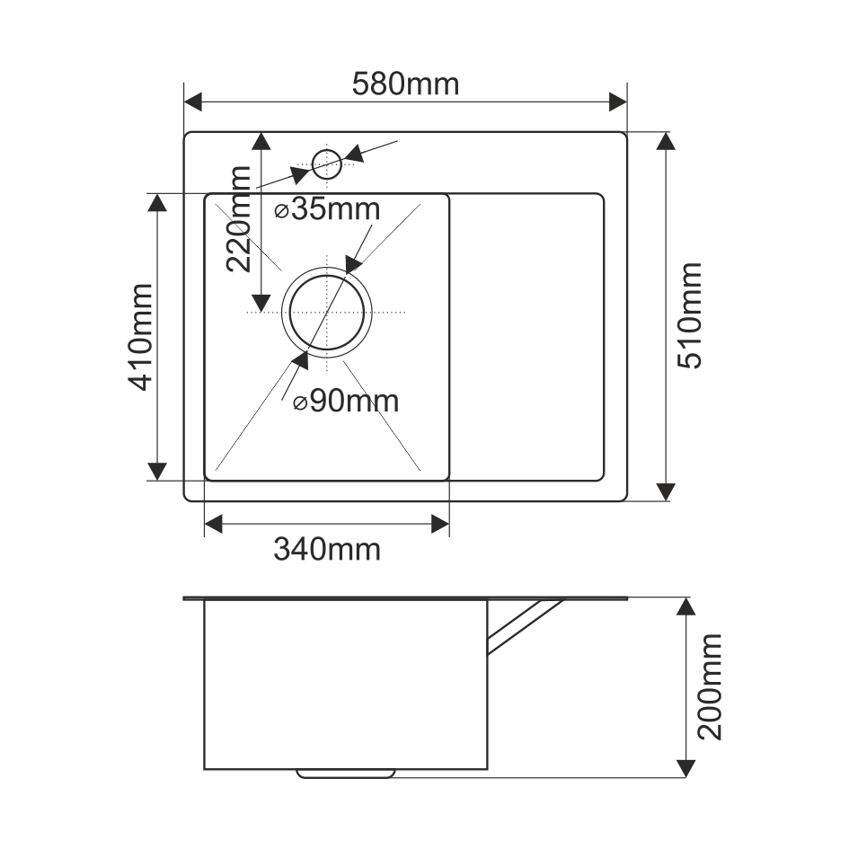 Мойка HD5851L MELANA ProfLine 3,0/200 САТИН врезная прямоугольная с коландером HD5851L HD5851L сатин - Вид №1
