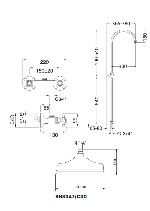 Душевая колонна с душем и ручным душем Gaia Mobili Complements ARCH-00121830 - Вид №2