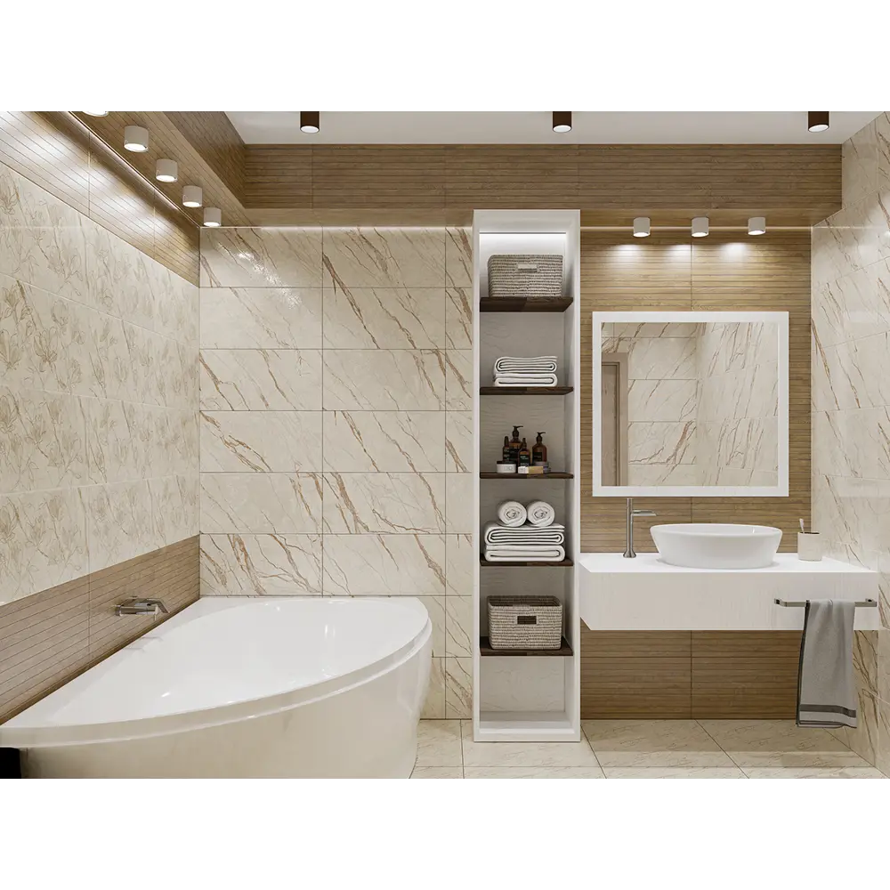 Плитка настенная Azori Forest Naturale 31.5x63 см 1.59 м² матовая цвет бежевый мрамор STLM-2119180 - Вид №5