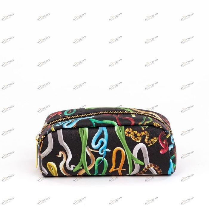 Косметичка кожаная 9х20,5 см черная Snakes SELETTI  00-3882487 Черный 