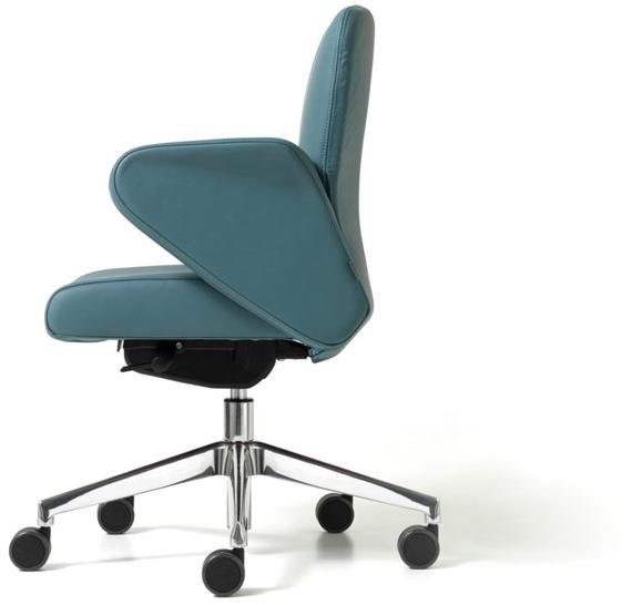 Diemme Регулируемое по высоте офисное кресло из кожи с 5 спицами и колесами Halfpipe sun-id-1352405 - Вид №2