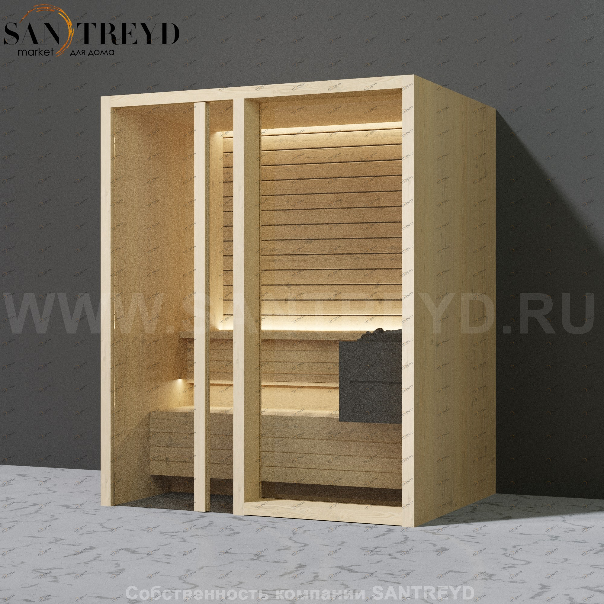Effegibi YOKU.G45 SA.70300022 Сауна с левой дверью. Мощность: 4,5 кВт макс. Размеры: длина 174 см, ширина 132 см. Отделка: осина термообработанная SA70300022