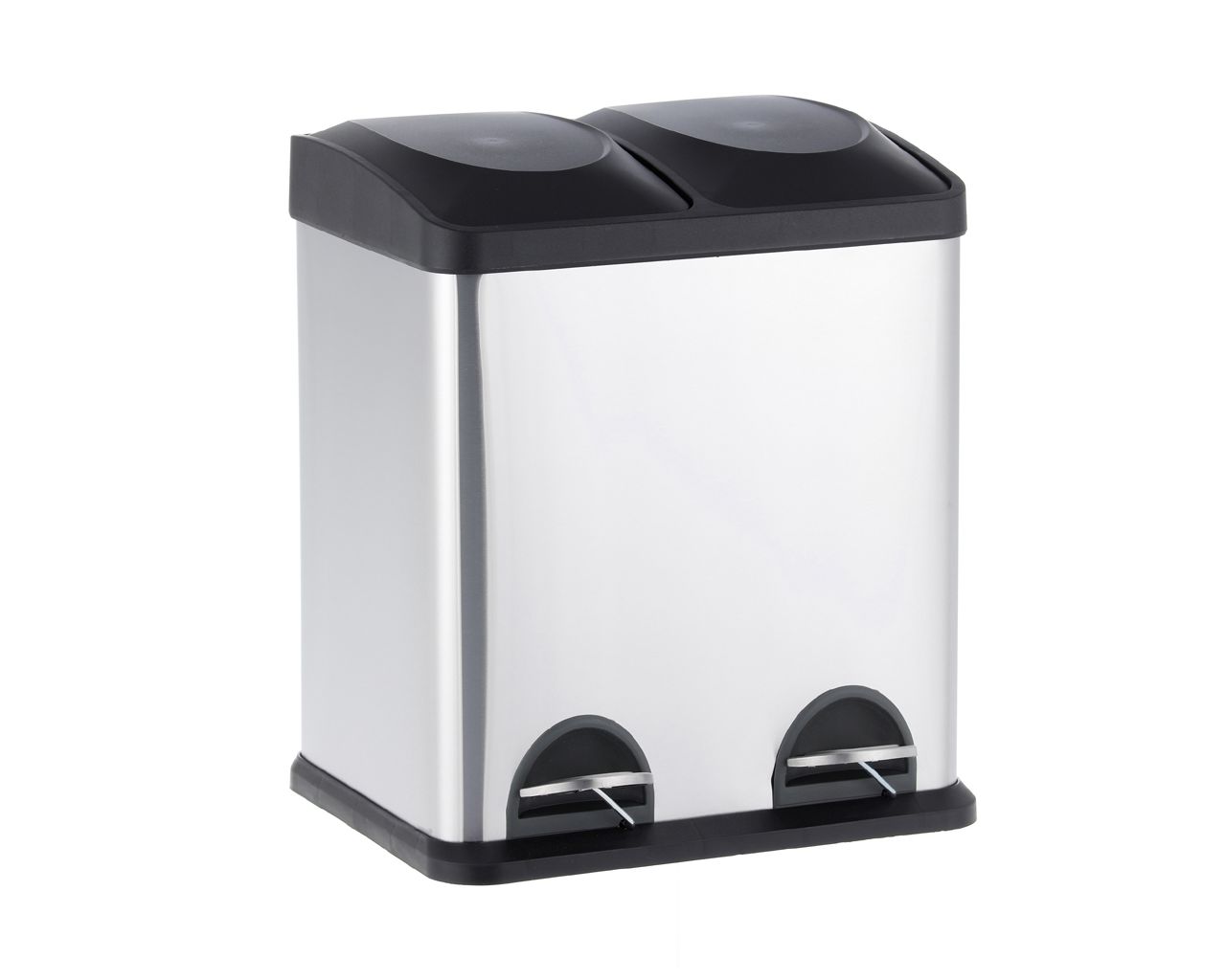 KIM702 Ведро педальное для сортировки мусора, двухкамерное, 2х15 л, матовая сталь Merida 