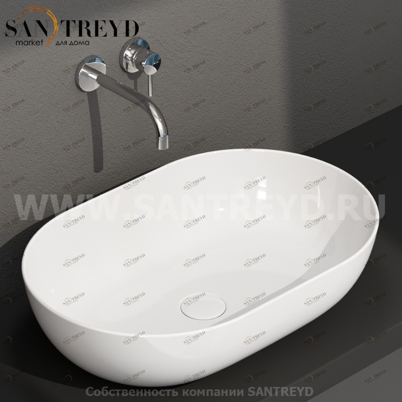 B6O60BI Накладная раковина на столешницу  овальная Ceramica Globo T-EDGE