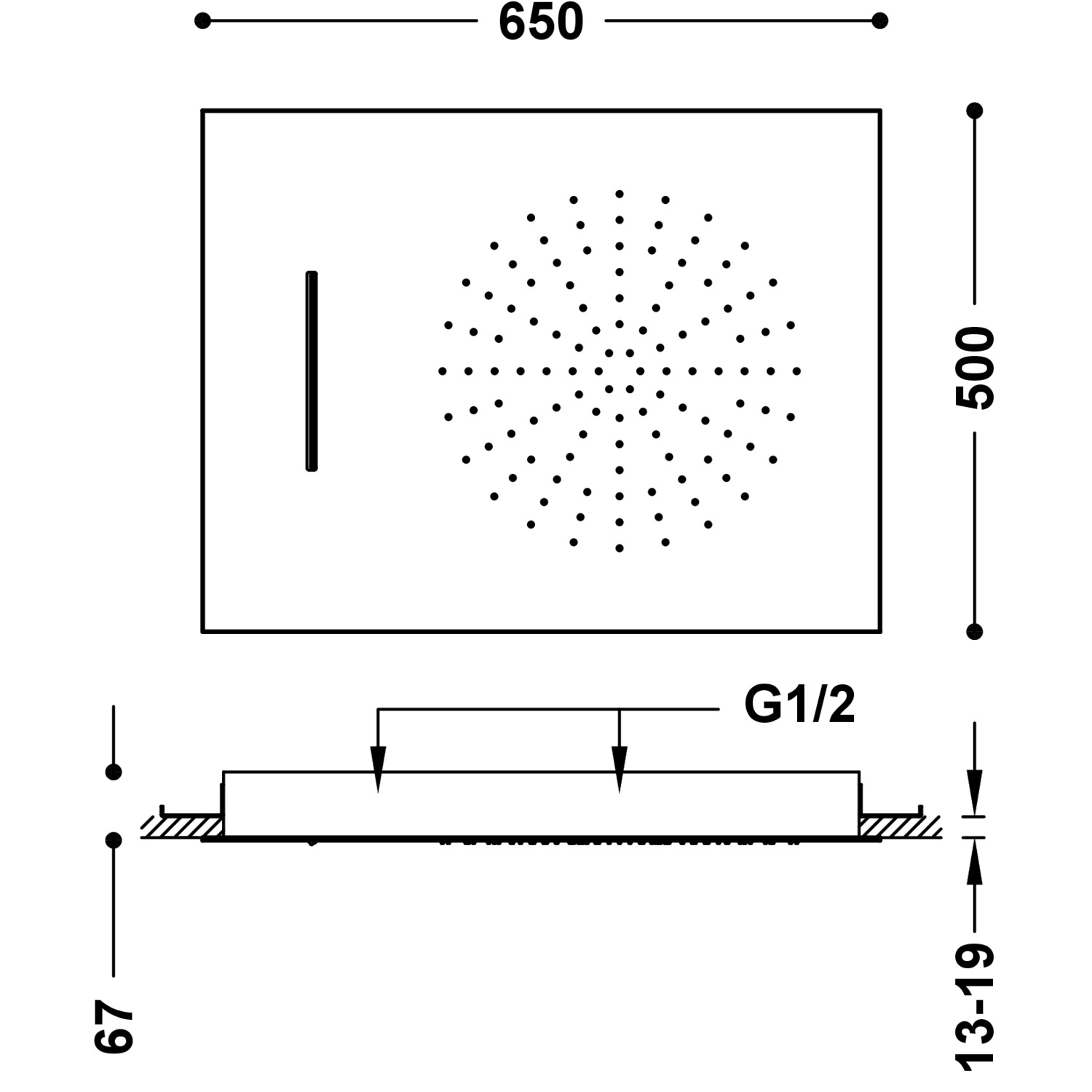 Скрытая потолочная насадка для душа-29997001 TRES Showers - Вид №1