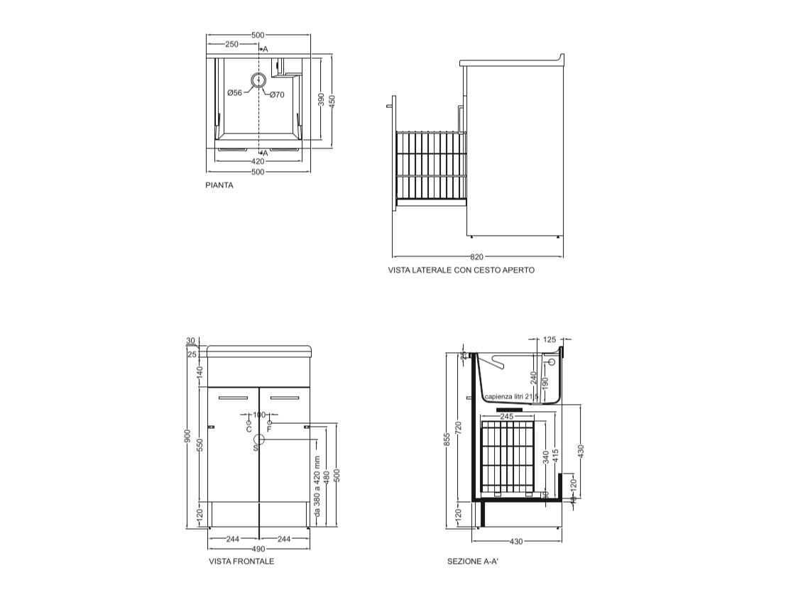 Шкаф для белья из ДСП с бельевой стойкой COLAVENE Jolly Wash ARCH-00114820 - Вид №8