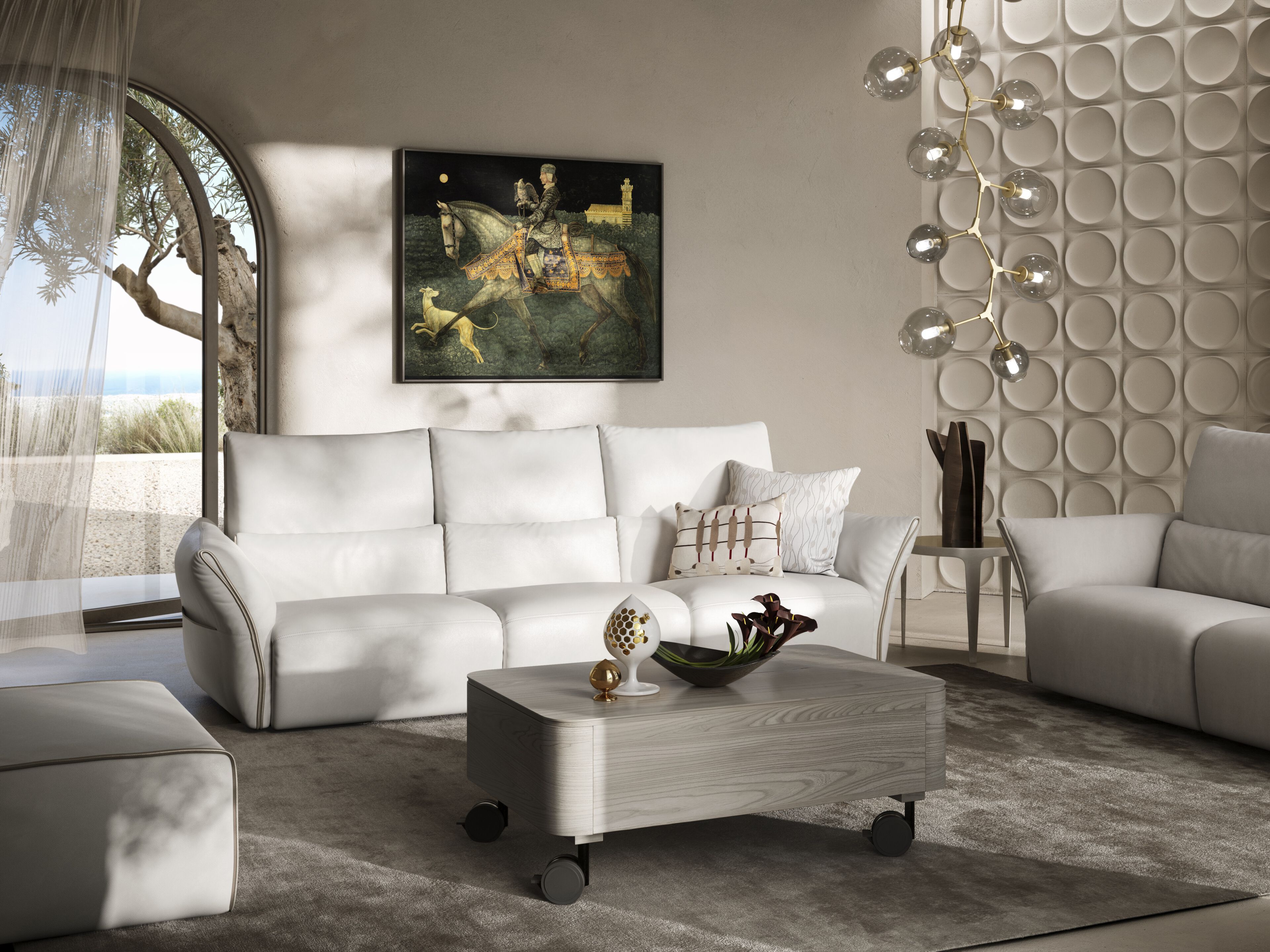 3-местный кожаный диван для ног Natuzzi Italia Wellbe ARCH-00099274 - Вид №1