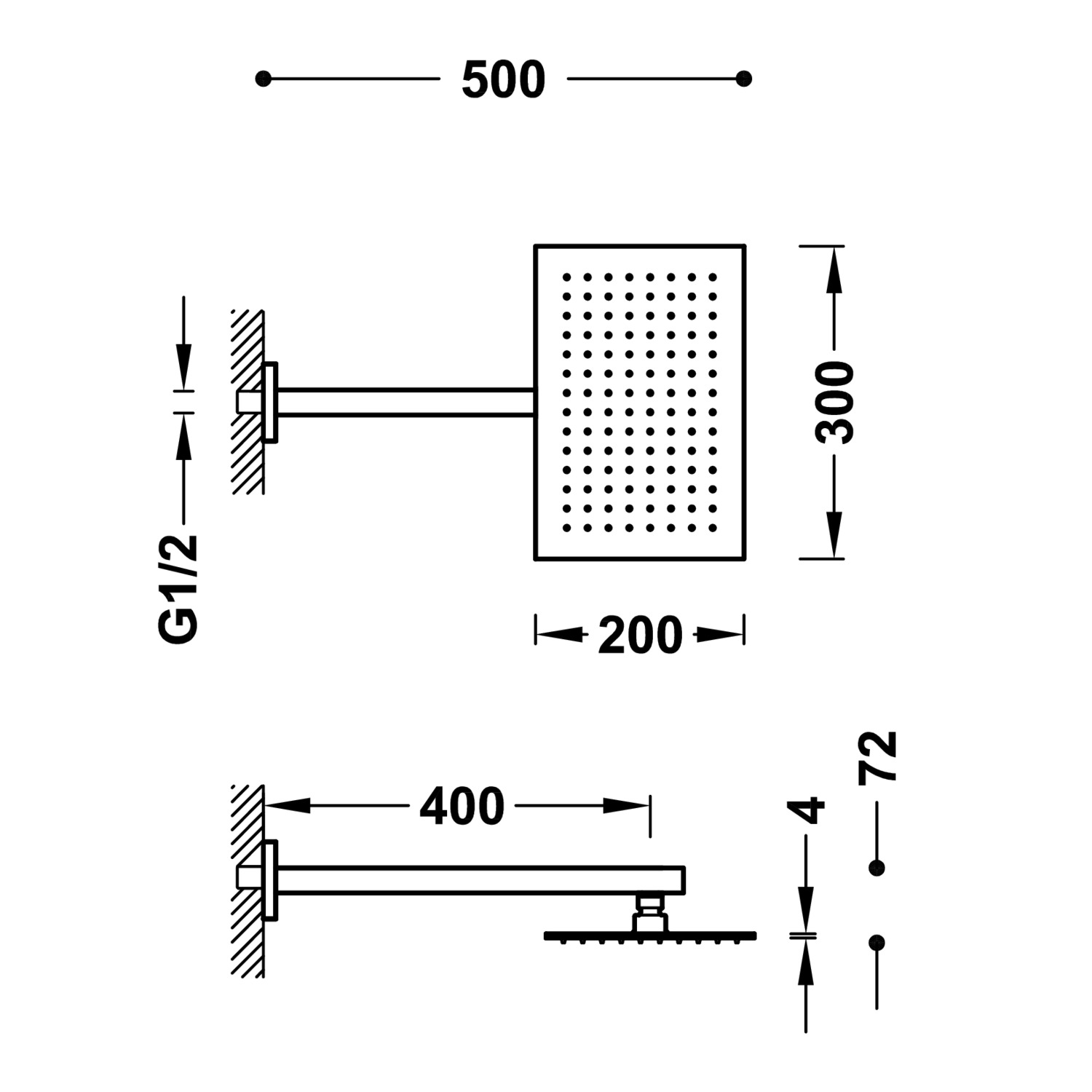 Настенный кронштейн с регулируемой насадкой для душа-29953202 TRES Showers - Вид №1