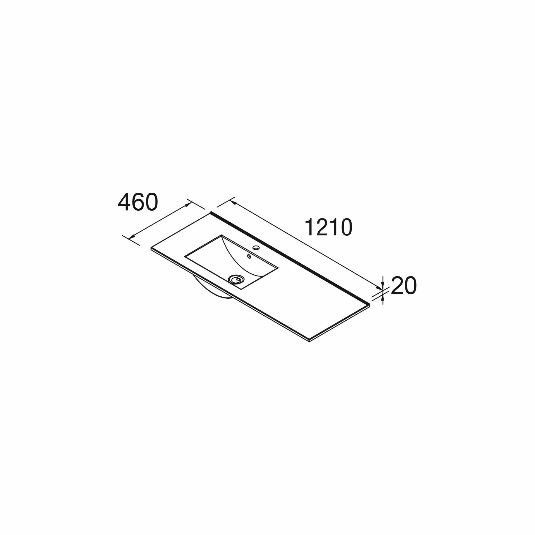 20747 SALGAR Раковина IBERIA 1210 тумба для хранения справа БЕЛЫЙ ФАРФОР 1210 x 20 x 460 мм  - Вид №3