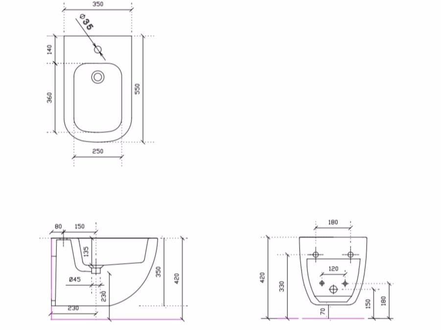 Керамическое подвесное биде Galassia PLUS DESIGN ARCH-00103264 - Вид №2