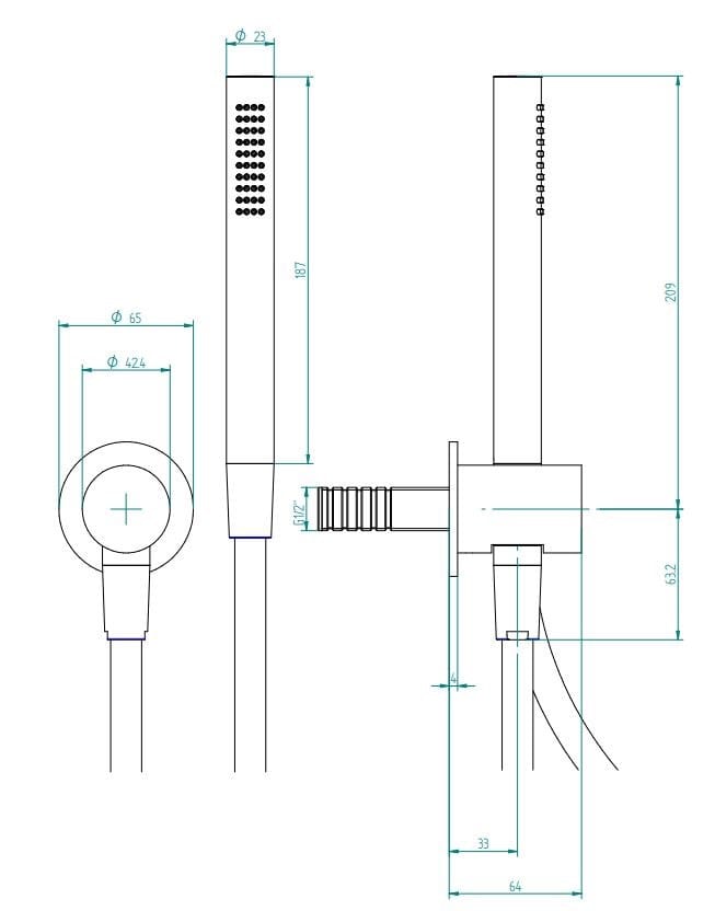 Стержень из нержавеющей стали с ручным душем Zazzeri Z316 MONO ARCH-00121718 - Вид №3