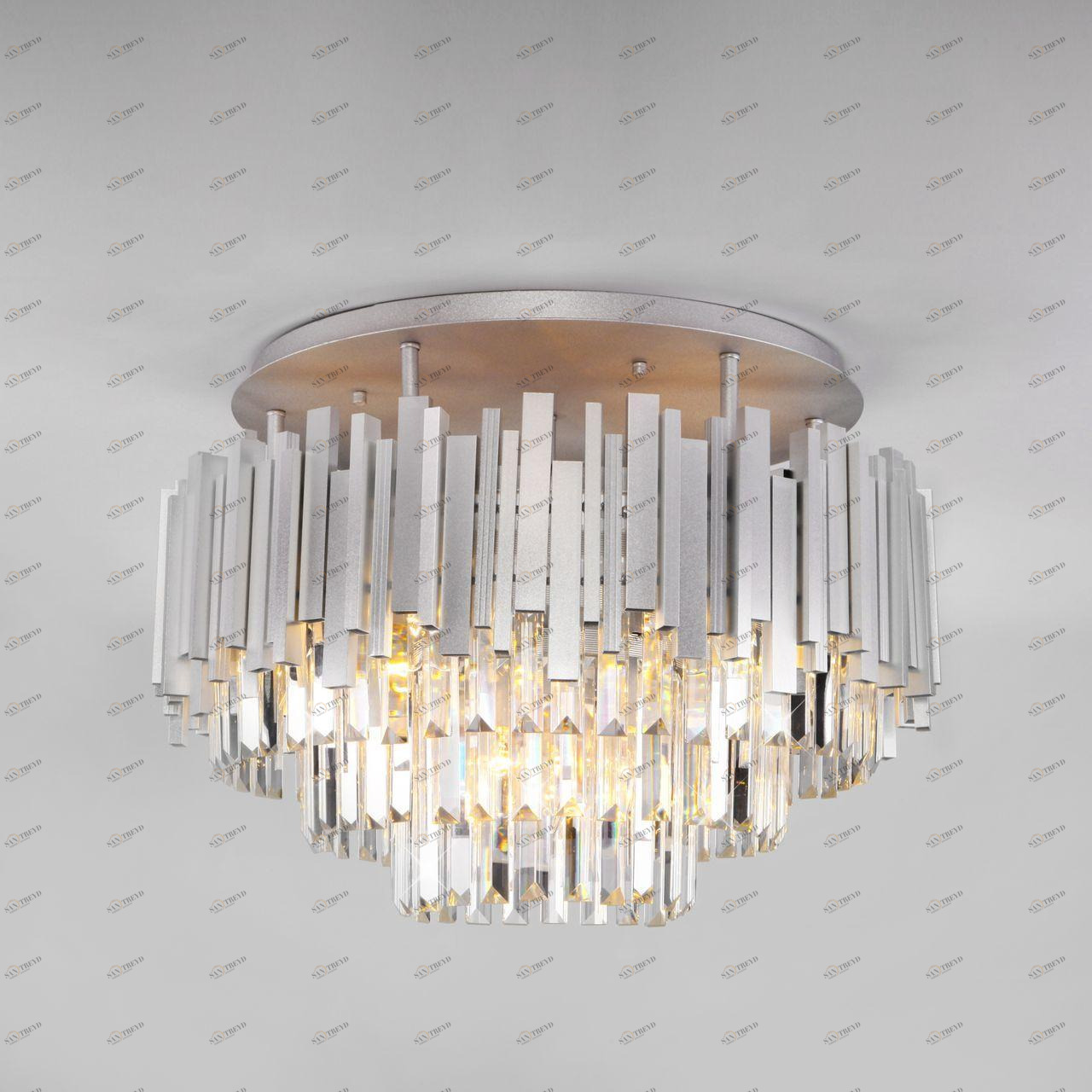 Люстра потолочная серебристая Bogates 308/9 Strotskis 308/9 BOGATES ДИЗАЙНЕРСКИЕ, PIANO 00-3887893 Прозрачный;серебро 