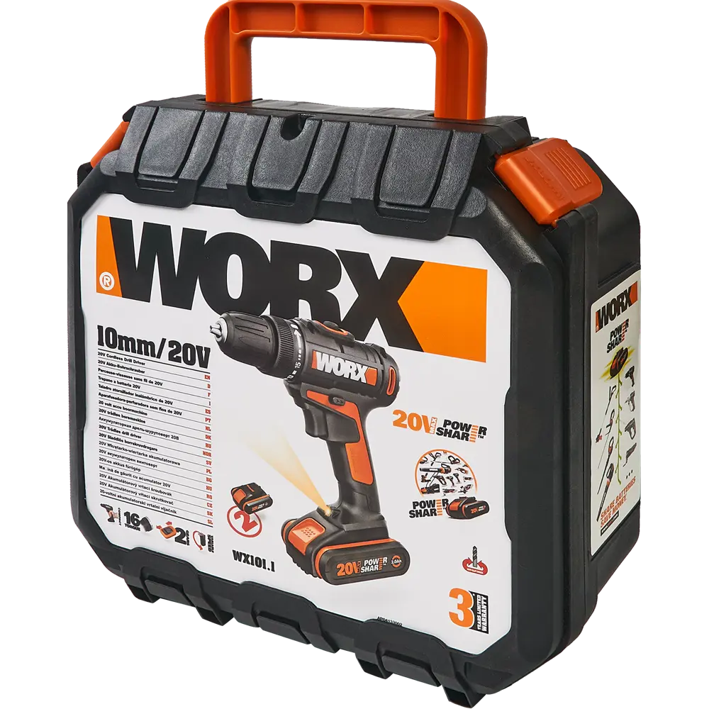Дрель-шуруповерт аккумуляторная Worx WX101.1, 20 В Li-ion 2x2Ач 82634260 STLM-2209265  - Вид №7