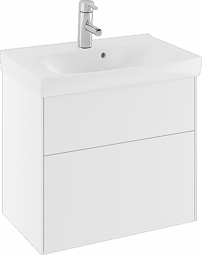 47431 IFO Sense тумба под умывальник с двумя ящиками, W = 600 мм, W1 = 622 мм, глянцевый белый - Вид №1